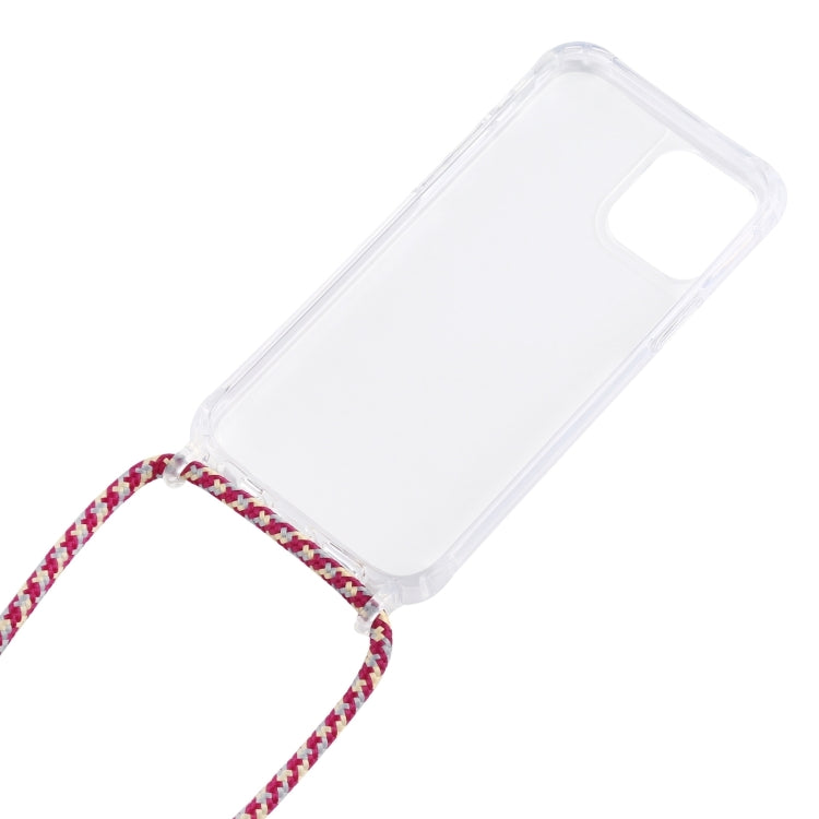 For iPhone 16 Transparent Acrylic Airbag Shockproof Phone Protective Case with Lanyard(Rose Red) - iPhone 16 Cases by buy2fix | Online Shopping UK | buy2fix