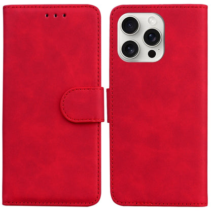 For iPhone 16 Pro Skin Feel Pure Color Flip Leather Phone Case(Red) - iPhone 16 Pro Cases by buy2fix | Online Shopping UK | buy2fix