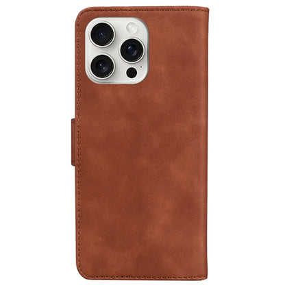 For iPhone 16 Pro Skin Feel Pure Color Flip Leather Phone Case(Brown) - iPhone 16 Pro Cases by buy2fix | Online Shopping UK | buy2fix