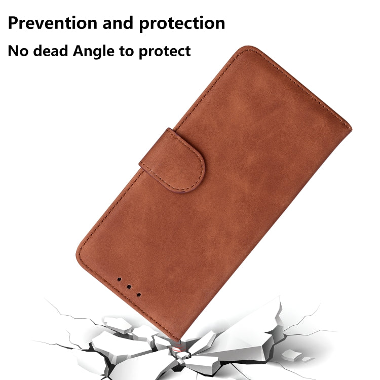 For iPhone 16 Pro Skin Feel Pure Color Flip Leather Phone Case(Brown) - iPhone 16 Pro Cases by buy2fix | Online Shopping UK | buy2fix