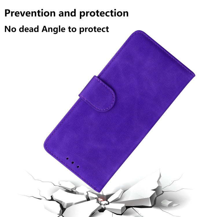 For Motorola Moto G Power 5G 2024 Skin Feel Pure Color Flip Leather Phone Case(Purple) - Motorola Cases by buy2fix | Online Shopping UK | buy2fix