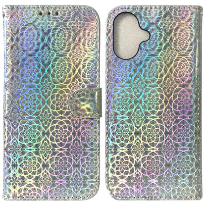 For iPhone 16 Colorful Magnetic Buckle Leather Phone Case(Silver) - iPhone 16 Cases by buy2fix | Online Shopping UK | buy2fix