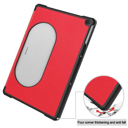 For Google Pixel Tablet Custer Pure Color 3-Fold Holder Smart Leather Tablet Case(Red) - Google by buy2fix | Online Shopping UK | buy2fix