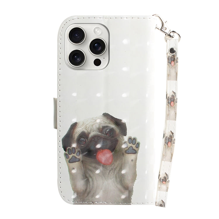 For iPhone 16 Pro Max 3D Colored Horizontal Flip Leather Phone Case(Pug) - iPhone 16 Pro Max Cases by buy2fix | Online Shopping UK | buy2fix