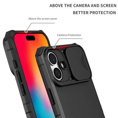 For iPhone 16 Plus Stereoscopic Holder Sliding Camshield Phone Case(Black) - iPhone 16 Plus Cases by buy2fix | Online Shopping UK | buy2fix