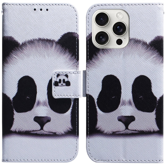 For iPhone 16 Pro Coloured Drawing Flip Leather Phone Case(Panda) - iPhone 16 Pro Cases by buy2fix | Online Shopping UK | buy2fix