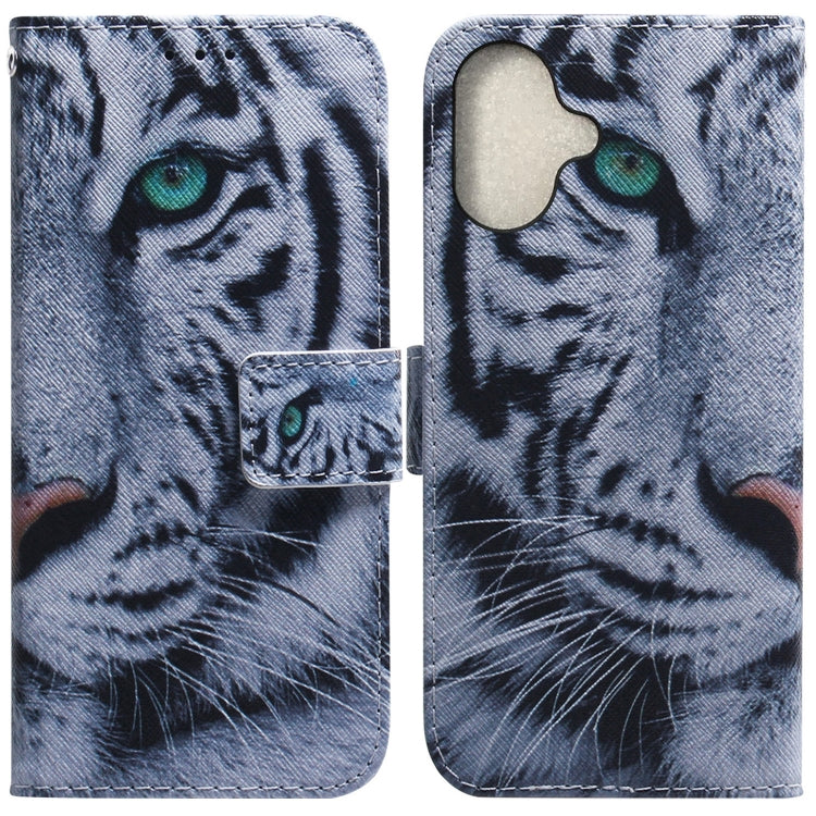 For iPhone 16 Plus Coloured Drawing Flip Leather Phone Case(Tiger) - iPhone 16 Plus Cases by buy2fix | Online Shopping UK | buy2fix