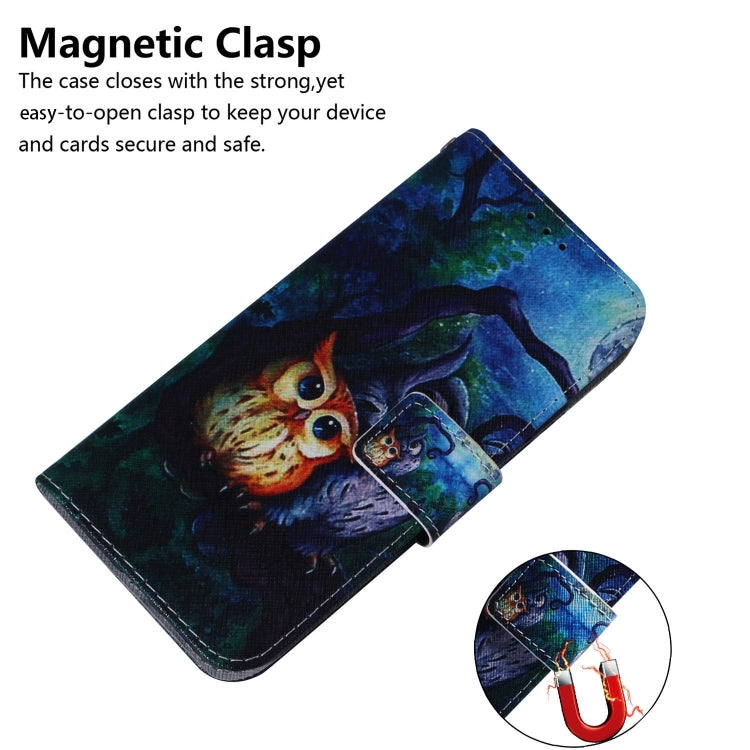 For iPhone 16 Pro Max Coloured Drawing Flip Leather Phone Case(Oil Painting Owl) - iPhone 16 Pro Max Cases by buy2fix | Online Shopping UK | buy2fix