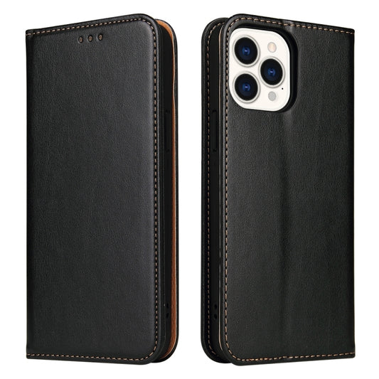 For iPhone 15 Pro Max Fierre Shann PU Genuine Leather Texture Phone Case(Black) - iPhone 15 Pro Max Cases by FIERRE SHANN | Online Shopping UK | buy2fix