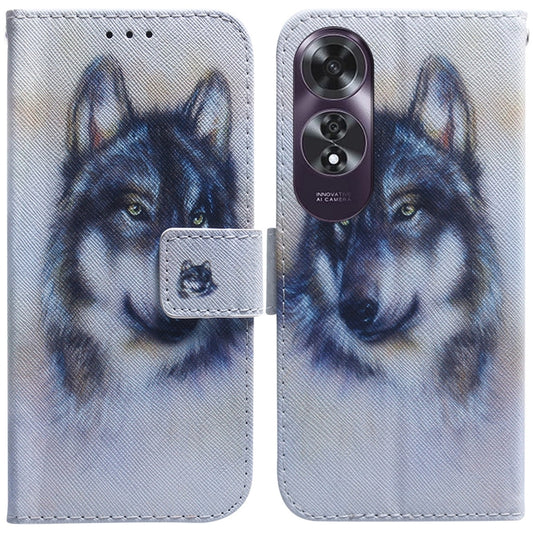 For OPPO A60 4G Coloured Drawing Flip Leather Phone Case(White Wolf) - OPPO Cases by buy2fix | Online Shopping UK | buy2fix