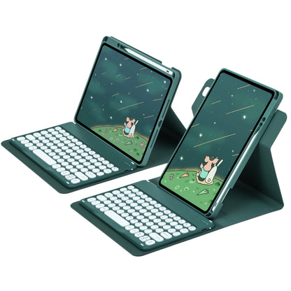 For iPad 10th Gen 10.9 2022 Round Button 360 Degree Rotatable Bluetooth Keyboard Leather Case(Dark Green) - Universal by buy2fix | Online Shopping UK | buy2fix