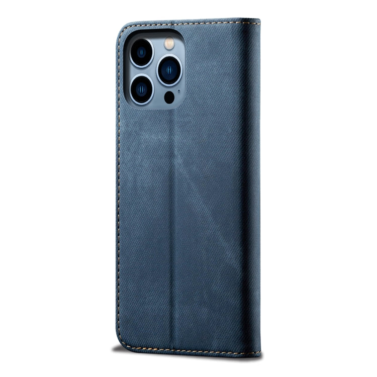 For iPhone 16 Pro Denim Texture Casual Style Horizontal Flip Leather Case(Blue) - iPhone 16 Pro Cases by buy2fix | Online Shopping UK | buy2fix