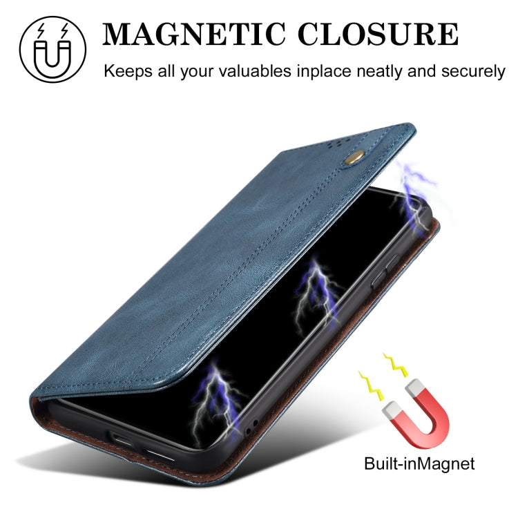 For iPhone 16 Pro Oil Wax Crazy Horse Texture Leather Phone Case(Blue) - iPhone 16 Pro Cases by buy2fix | Online Shopping UK | buy2fix