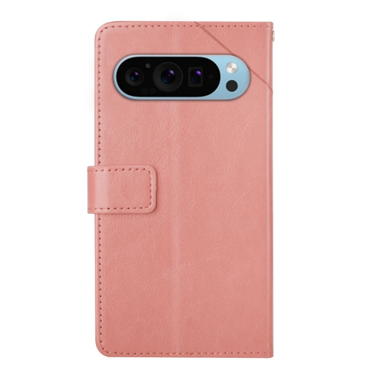 For Google Pixel 9 Pro Y-shaped Pattern Flip Leather Phone Case(Pink) - Google Cases by buy2fix | Online Shopping UK | buy2fix