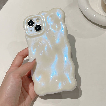 For iPhone 16 Plus Wave Bubbles TPU Phone Case(Glitter Blue) - iPhone 16 Plus Cases by buy2fix | Online Shopping UK | buy2fix