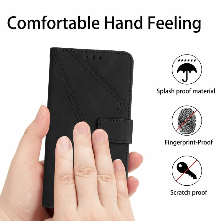 For Google Pixel 9 Pro XL Stitching Embossed Leather Phone Case(Black) - Google Cases by buy2fix | Online Shopping UK | buy2fix