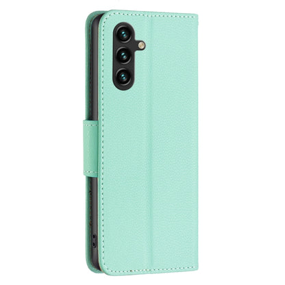 For Samsung Galaxy A35 Litchi Texture Pure Color Flip Leather Phone Case(Green) - Galaxy Phone Cases by buy2fix | Online Shopping UK | buy2fix