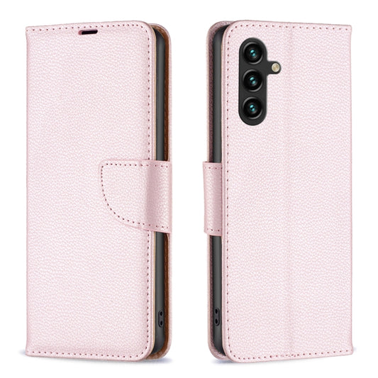 For Samsung Galaxy A35 Litchi Texture Pure Color Flip Leather Phone Case(Rose Gold) - Galaxy Phone Cases by buy2fix | Online Shopping UK | buy2fix