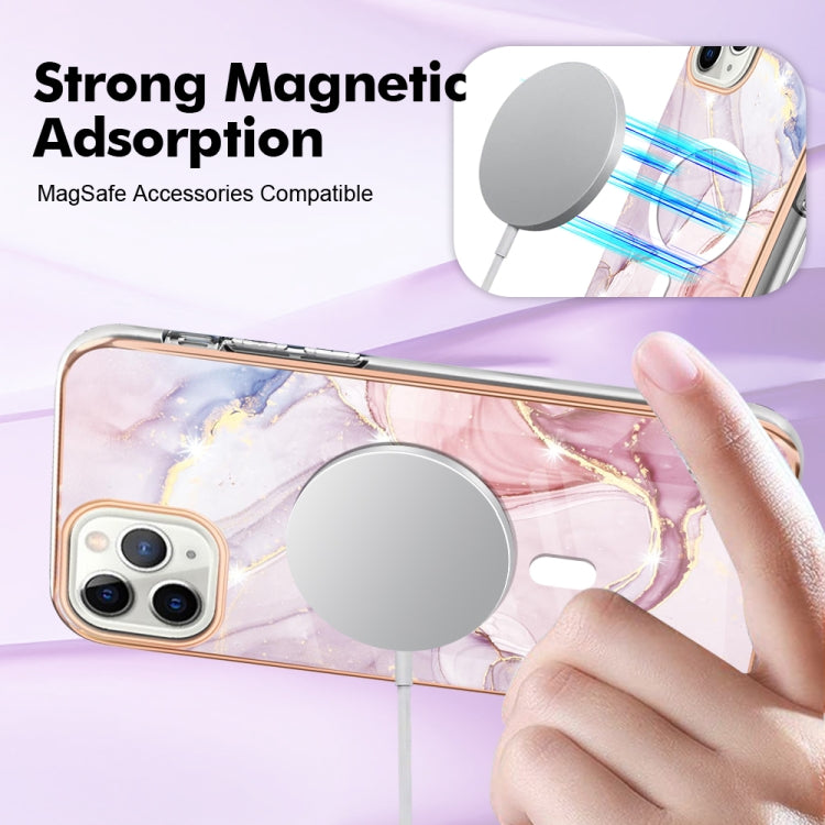 For iPhone 11 Pro Max Marble Pattern Dual-side IMD Magsafe TPU Phone Case(Rose Gold 005) - iPhone 11 Pro Max Cases by buy2fix | Online Shopping UK | buy2fix