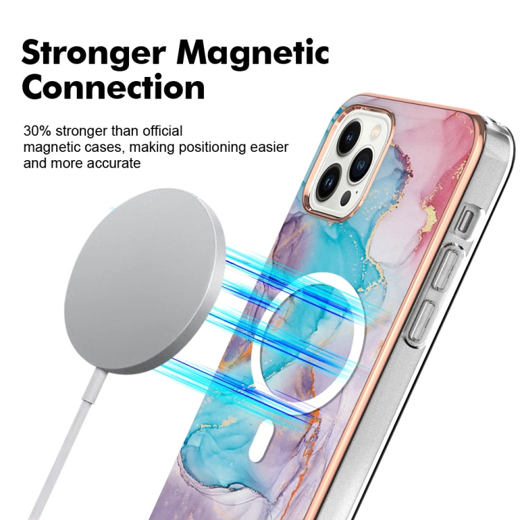 For iPhone 13 Pro Marble Pattern Dual-side IMD Magsafe TPU Phone Case(Blue Marble) - iPhone 13 Pro Cases by buy2fix | Online Shopping UK | buy2fix