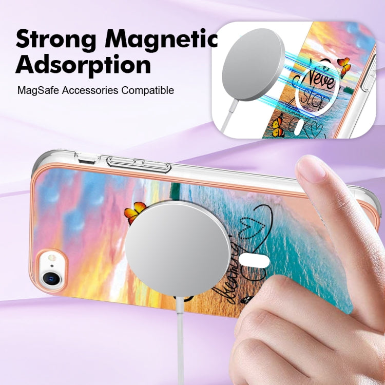 For iPhone 8 / SE 2022 / 2020 Marble Pattern Dual-side IMD Magsafe TPU Phone Case(Dream Butterfly) - iPhone SE 2022 / 2020 / 8 / 7 Cases by buy2fix | Online Shopping UK | buy2fix