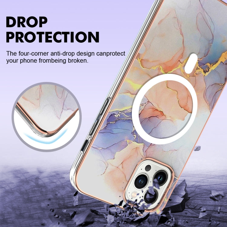 For iPhone 15 Pro Marble Pattern Dual-side IMD Magsafe TPU Phone Case(White Marble) - iPhone 15 Pro Cases by buy2fix | Online Shopping UK | buy2fix