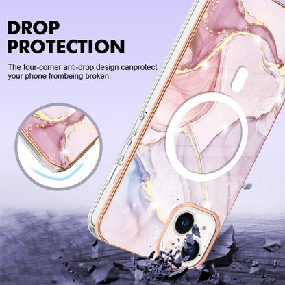 For iPhone 15 Marble Pattern Dual-side IMD Magsafe TPU Phone Case(Rose Gold 005) - iPhone 15 Cases by buy2fix | Online Shopping UK | buy2fix