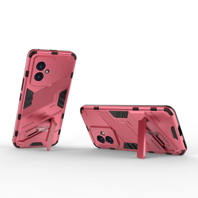 For Honor 100 5G Punk Armor 2 in 1 PC + TPU Phone Case with Holder(Light Red) - Honor Cases by buy2fix | Online Shopping UK | buy2fix