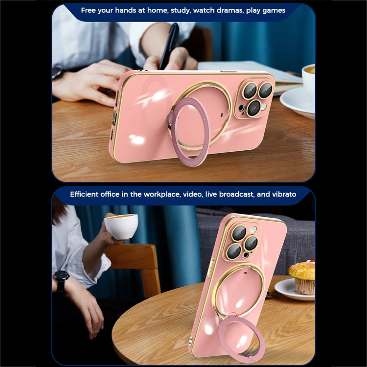 For iPhone 11 Multifunction Electroplating MagSafe Holder Phone Case(Pink) - iPhone 11 Cases by buy2fix | Online Shopping UK | buy2fix