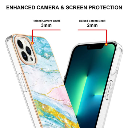 For iPhone 16 Pro Electroplating Marble Pattern Dual-side IMD TPU Shockproof Phone Case (Green 004) - iPhone 16 Pro Cases by buy2fix | Online Shopping UK | buy2fix