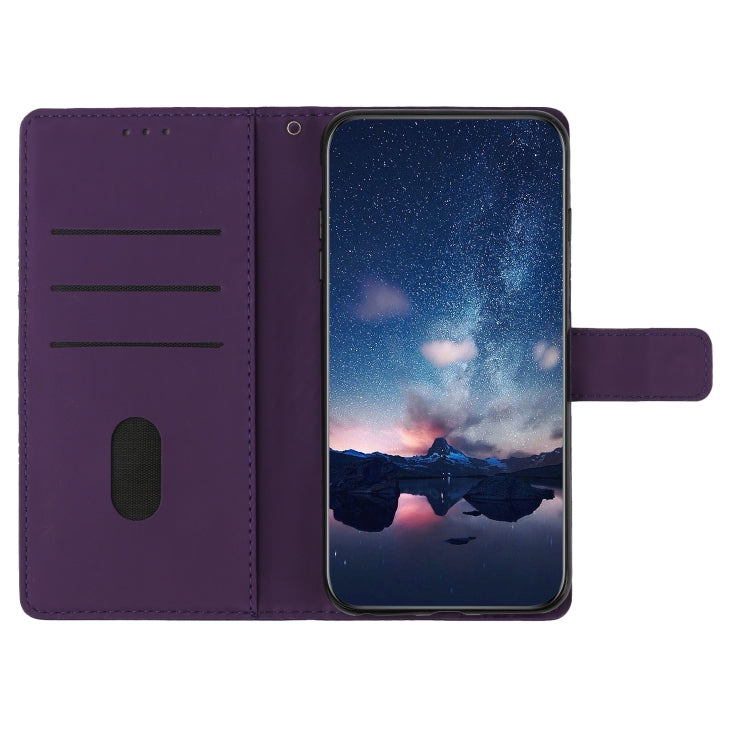 For iPhone 16 Pro Diamond Embossed Skin Feel Leather Phone Case(Purple) - iPhone 16 Pro Cases by buy2fix | Online Shopping UK | buy2fix