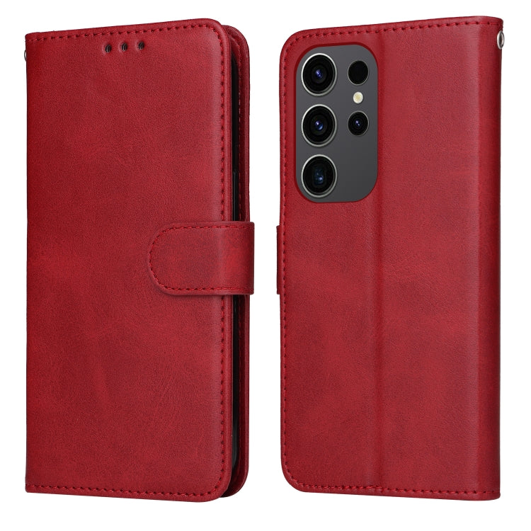 For Samsung Galaxy S24 Ultra Classic Calf Texture Flip Leather Phone Case(Red) - Galaxy S24 Ultra 5G Cases by buy2fix | Online Shopping UK | buy2fix