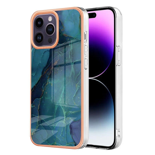 For iPhone 16 Pro Max Electroplating Marble Dual-side IMD Phone Case(Green 017) - iPhone 16 Pro Max Cases by buy2fix | Online Shopping UK | buy2fix