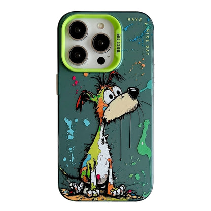 For iPhone 16 Pro Animal Pattern Oil Painting Series PC + TPU Phone Case(Green Dog) - iPhone 16 Pro Cases by buy2fix | Online Shopping UK | buy2fix