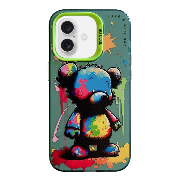 For iPhone 16 Plus Animal Pattern Oil Painting Series PC + TPU Phone Case(Colorful Bear) - iPhone 16 Plus Cases by buy2fix | Online Shopping UK | buy2fix