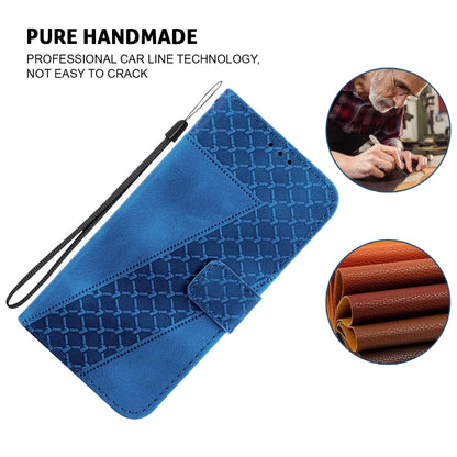 For iPhone 16 Seven-shaped Embossed Leather Phone Case(Blue) - iPhone 16 Cases by buy2fix | Online Shopping UK | buy2fix