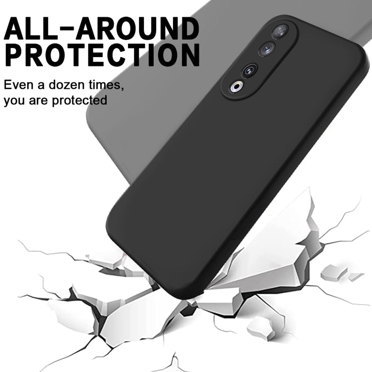 For Honor 90 Pure Color Liquid Silicone Shockproof Phone Case(Black) - Honor Cases by buy2fix | Online Shopping UK | buy2fix