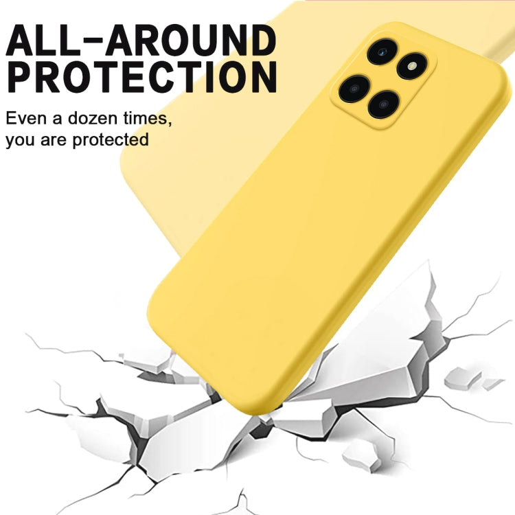 For Honor X6a Pure Color Liquid Silicone Shockproof Phone Case(Yellow) - Honor Cases by buy2fix | Online Shopping UK | buy2fix