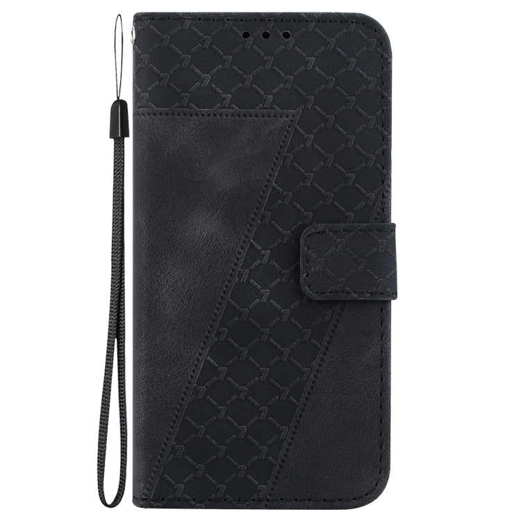 For Google Pixel 9 7-shaped Embossed Leather Phone Case(Black) - Google Cases by buy2fix | Online Shopping UK | buy2fix