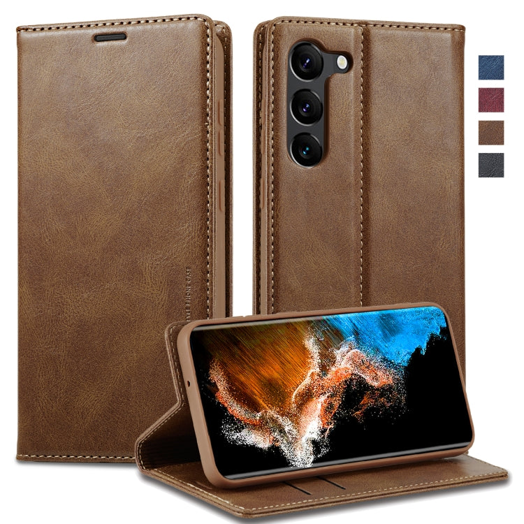 For Samsung Galaxy S24 LC.IMEEKE RFID Anti-theft Leather Phone Case(Brown) - Galaxy S24 5G Cases by LC.IMEEKE | Online Shopping UK | buy2fix