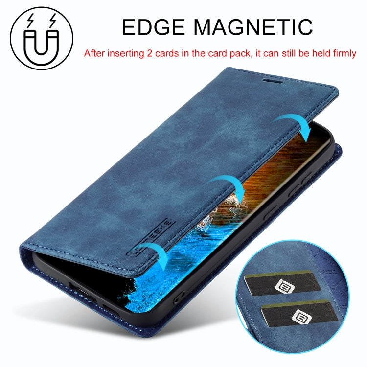 For Samsung Galaxy S24 5G LC.IMEEKE Strong Magnetism Microfiber Leather Phone Case(Blue) - Galaxy S24 5G Cases by LC.IMEEKE | Online Shopping UK | buy2fix