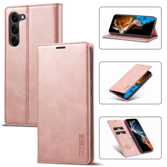 For Samsung Galaxy S24 5G LC.IMEEKE Strong Magnetism Microfiber Leather Phone Case(Rose Gold) - Galaxy S24 5G Cases by LC.IMEEKE | Online Shopping UK | buy2fix