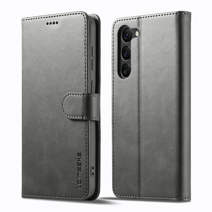 For Samsung Galaxy S24 5G LC.IMEEKE Calf Texture Leather Phone Case(Grey) - Galaxy S24 5G Cases by LC.IMEEKE | Online Shopping UK | buy2fix