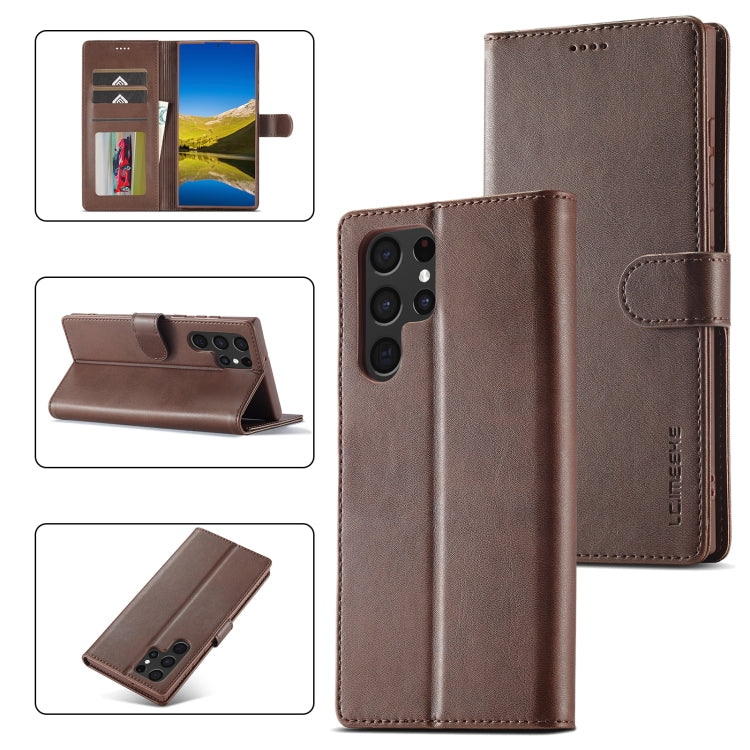 For Samsung Galaxy S24 Ultra 5G LC.IMEEKE Calf Texture Leather Phone Case(Coffee) - Galaxy S24 Ultra 5G Cases by LC.IMEEKE | Online Shopping UK | buy2fix