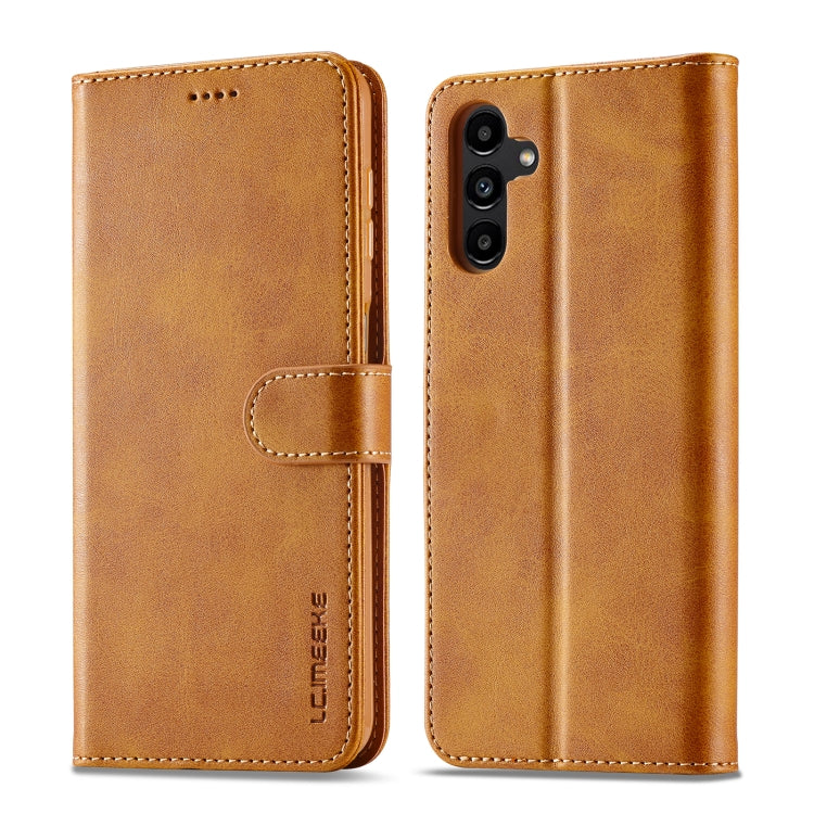 For Samsung Galaxy A15 5G LC.IMEEKE Calf Texture Leather Phone Case(Brown) - Galaxy Phone Cases by LC.IMEEKE | Online Shopping UK | buy2fix