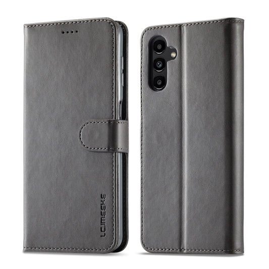 For Samsung Galaxy A55 5G LC.IMEEKE Calf Texture Leather Phone Case(Grey) - Galaxy Phone Cases by LC.IMEEKE | Online Shopping UK | buy2fix