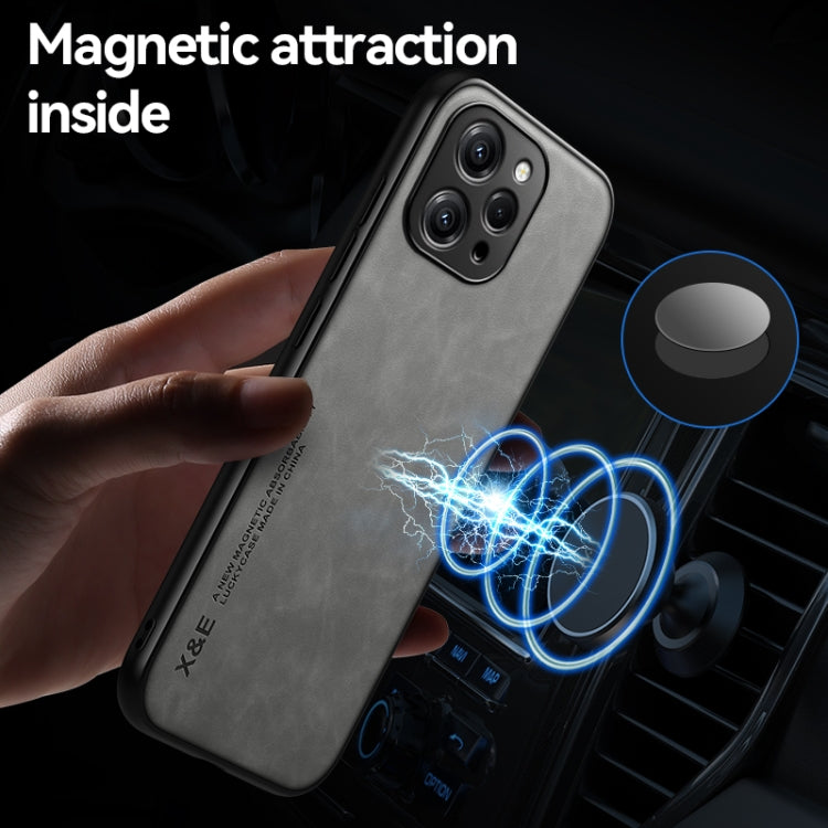 For Xiaomi Redmi 13C Skin Feel Magnetic Leather Back Phone Case(Light Grey) - 13C Cases by buy2fix | Online Shopping UK | buy2fix