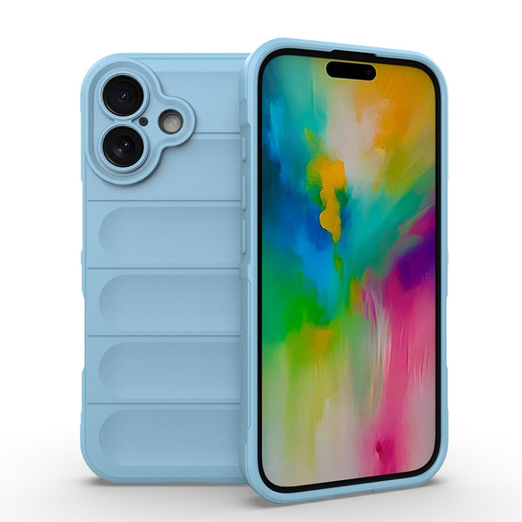 For iPhone 16 Magic Shield TPU + Flannel Phone Case(Light Blue) - iPhone 16 Cases by buy2fix | Online Shopping UK | buy2fix