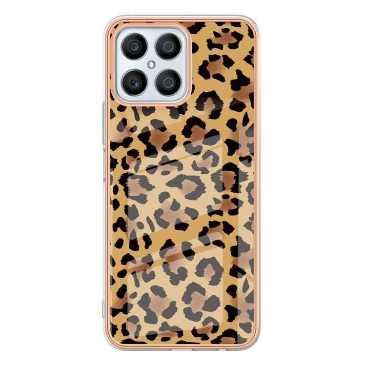 For Honor X8 4G Electroplating Marble Dual-side IMD Phone Case(Leopard Print) - Honor Cases by buy2fix | Online Shopping UK | buy2fix