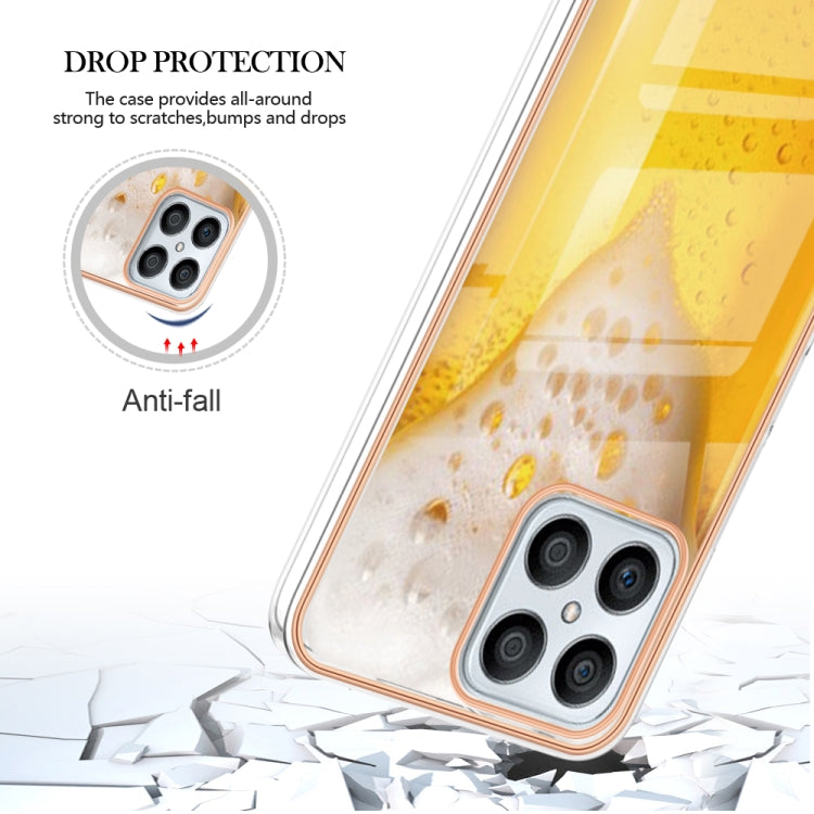 For Honor X8 4G Electroplating Marble Dual-side IMD Phone Case(Draft Beer) - Honor Cases by buy2fix | Online Shopping UK | buy2fix